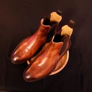 Barneys New York Chelsea boots, burnished brown (video link)